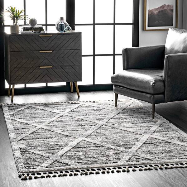 nuLOOM OWDN05A-71001010 7 ft. 10 in. x 10 ft. 10 in. Outdoor Gris Grey Machine Made Area Rug, Size: 0.25, Gray