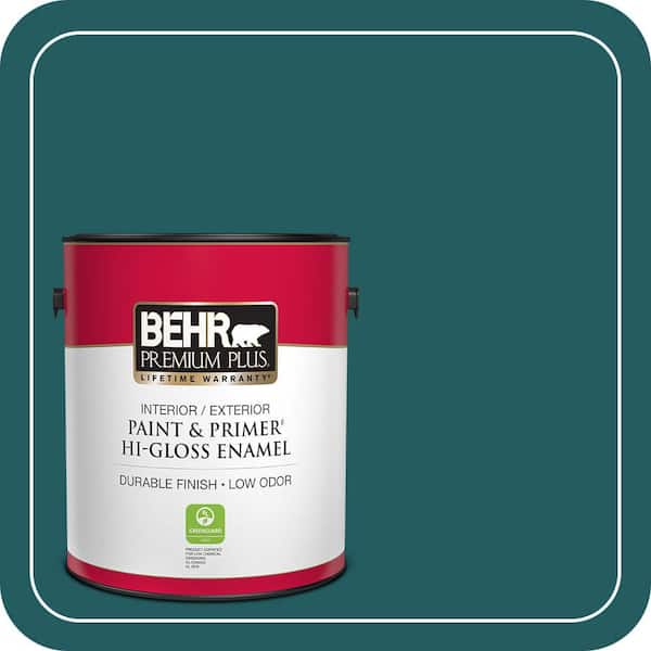BEHR PREMIUM PLUS 1 Gal. #S450-7A Out to Sea Hi-Gloss Enamel Interior/Exterior Paint and Primer