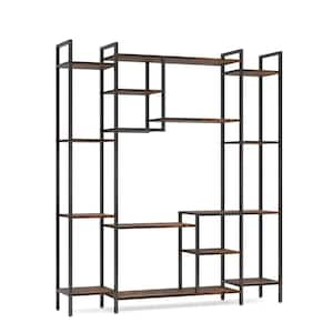 Wellston 66.92 in. Brown & Black 6-Tier Wooden Indoor Plant Stand, Tall Flower Rack