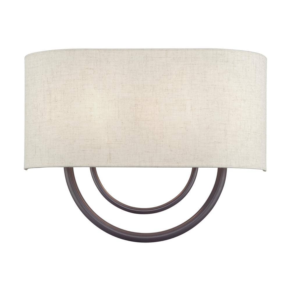 Stratton 15 in. 2-Light English Bronze ADA Wall Sconce with Oatmeal Fabric Shade price history on PriceWatchPro