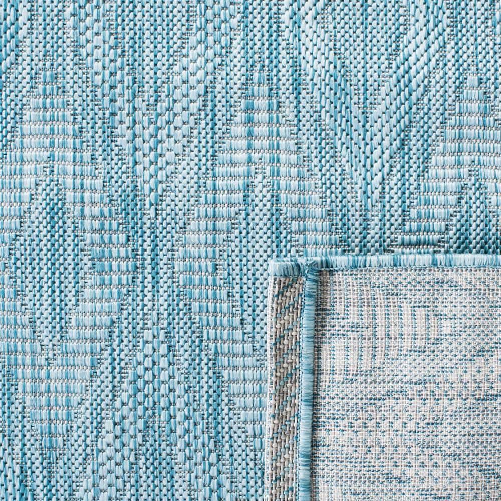 Aqua Diamond Weave 5'3" x 7'7" Synthetic Round Area Rug