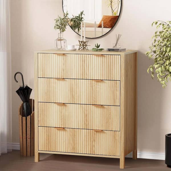 ATHMILE Natural Wooden 4-Drawer Storage Cabinet Dresser (15.75 in. D x 29.53 in. W x 35.43 in. H)