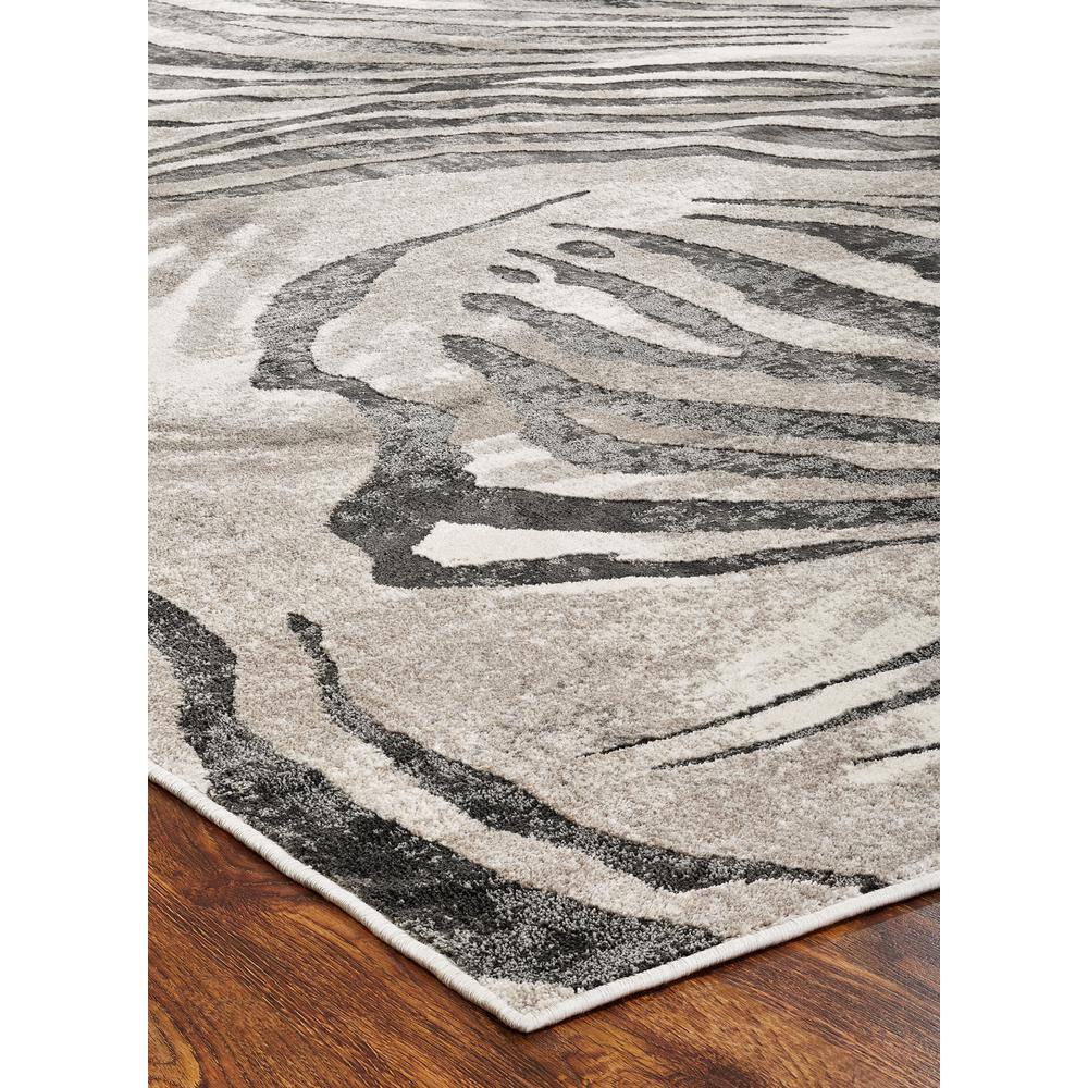 Gray and Charcoal Synthetic Zebra Print Area Rug