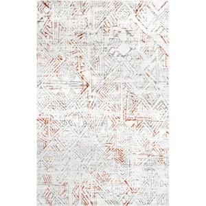 Elizabeth Faded Geometric Light Gray 4 ft. x 6 ft. Traditional Area Rug