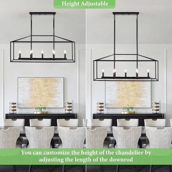 HLJYNJM 7-Light Black Modern Linear Rectangle Candlestick