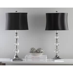 Maeve 28 in. Clear Crystal Ball Table Lamp with Black Shade (Set of 2)