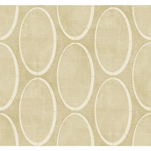 Distressed Oval Yellow and Sand Paper Non-Pasted Strippable Wallpaper Roll (Cover 60.75 sq. ft.)