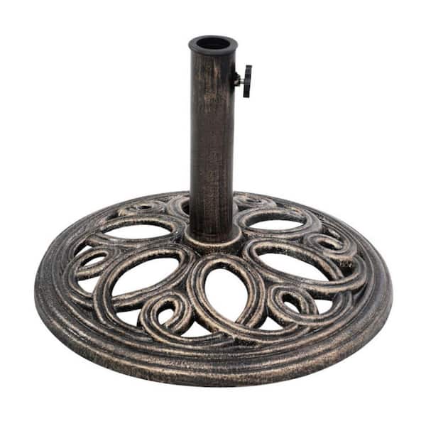 Kadehome 23lbs 17.75 in. Round Patio Umbrella Base Stand in Antique Bronze