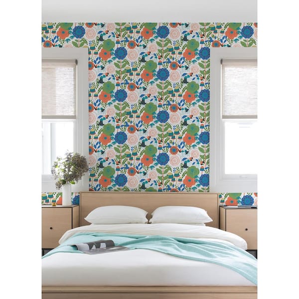 Dream Garden Off White Peel and Stick Wallpaper Sample