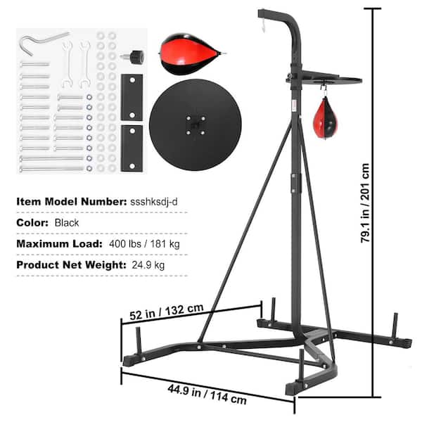 ColorBlack Dual-Station Heavy Bag Stand, popular Black Steel