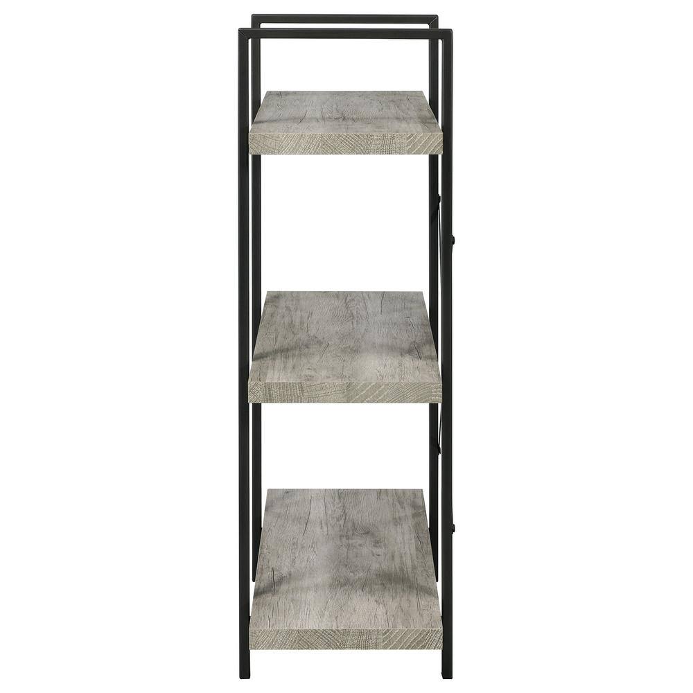 Pearl Silver Transitional 3-Shelf Bookcase in Gray Driftwood