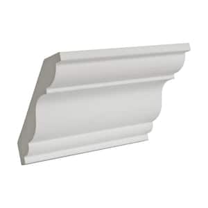 3-1/8 in. x 3-1/2 in. x 6 in. Long Plain Polyurethane Crown Moulding Sample