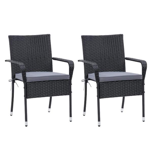 Corliving Parksville Stackable Wicker, Grey Wicker Dining Chairs Uk
