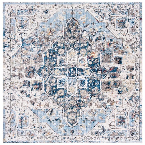 SAFAVIEH Bristol Cream/Blue 7 ft. x 7 ft. Square Border Area Rug
