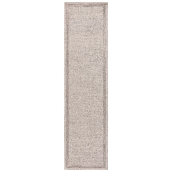 Ebony 2 ft. x 9 ft. Gray Solid Border Abstract Runner Rug