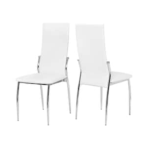 Oaklie White and Chrome Faux Leather Upholstered Dining Chair (Set of 2)