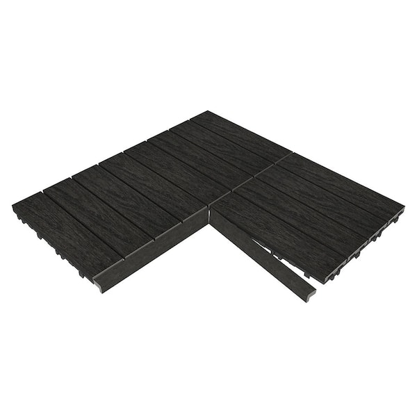 NewTechWood 1/12 ft. x 1 ft. Quick Deck Composite Deck Tile Inside Corner Trim in Peruvian Teak (2-Pieces/Box)