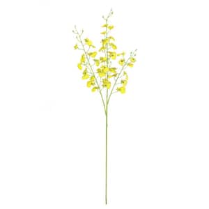 Set of 3 Yellow Artificial Oncidium Dancing Lady Orchid Flower Stem Spray 35in