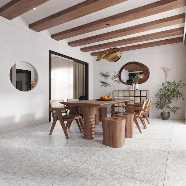 Terra Mia 36 in. x 36 in. Matte White with gray flecks Porcelain Wall and Floor Tile (8.72 sq. ft./Case)-1 Pack