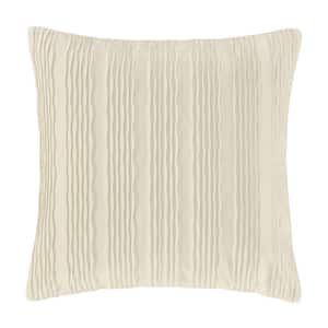 Toulhouse Wave Ivory Polyester 20 in. Square Decorative Throw Pillow Cover