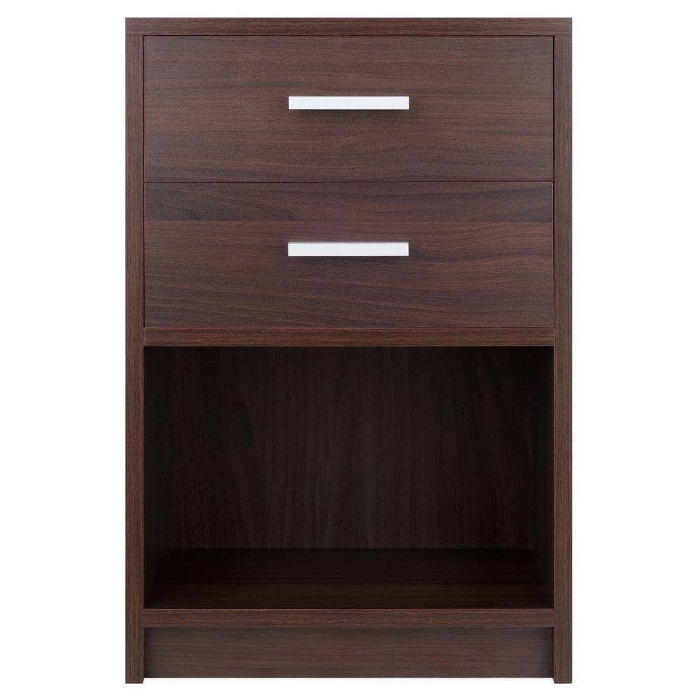 Transitional Cocoa Brown 2-Drawer Rectangular Accent End Table