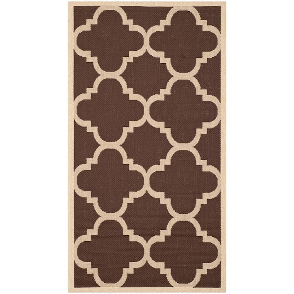 SAFAVIEH Courtyard Dark Brown Doormat 3 ft. x 5 ft. Geometric Indoor/Outdoor Patio Area Rug