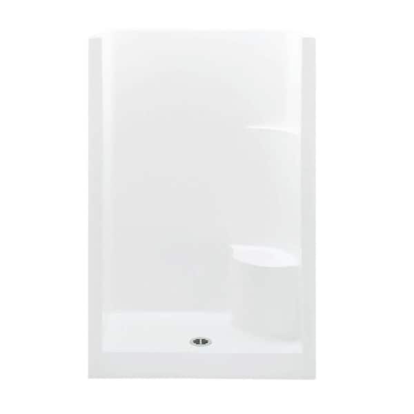 Everyday 48 in. x 33.5 in. x 72 in. 1-Piece Shower Stall with Right Seat and Center Drain in White