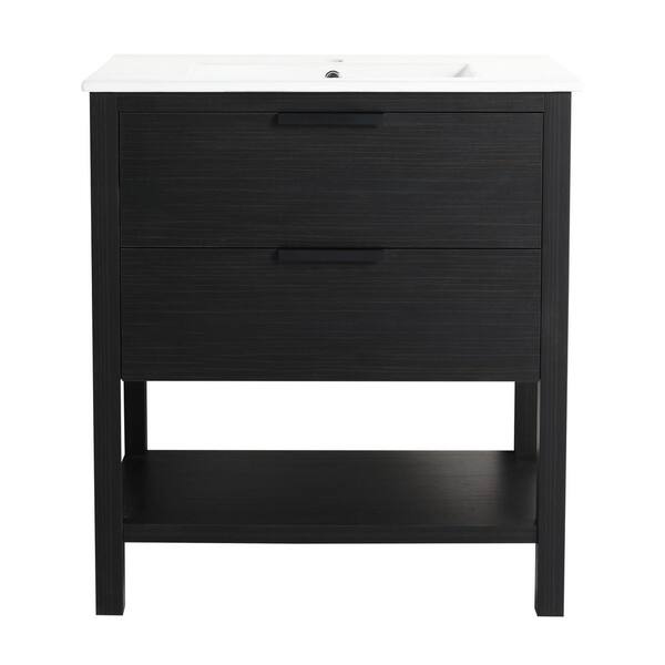 Xspracer Victoria 30 in. W. x 18 in. D x 34 in. H Freestanding Modern Single Sink Bath Vanity with Top and Cabinet in Black