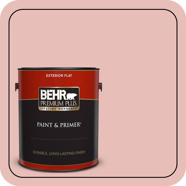 BEHR PREMIUM PLUS 1 gal. #T18-01 Positively Pink Flat Exterior Paint & Primer
