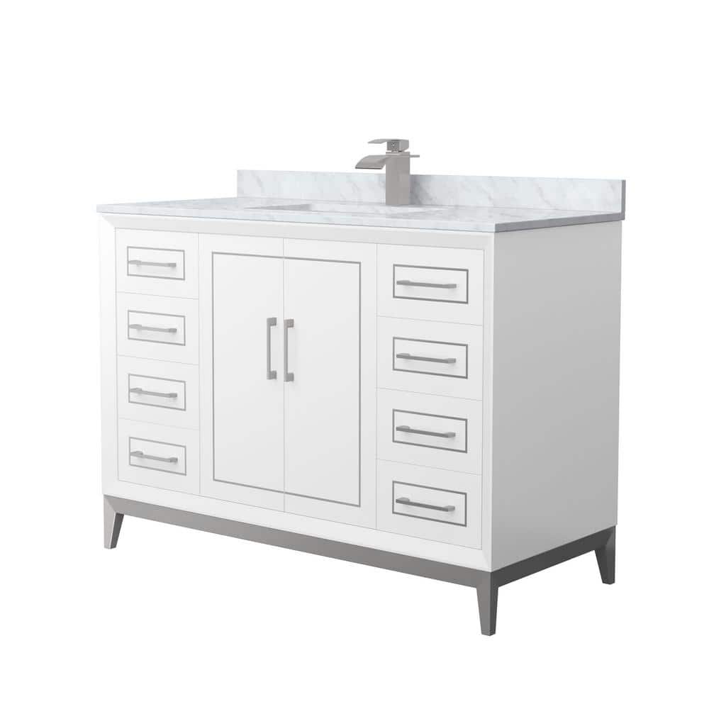 Marlena 48 in. W x 22 in. D x 35.25 in. H Single Bath Vanity in White with White Carrara Marble Top price history on PriceWatchPro