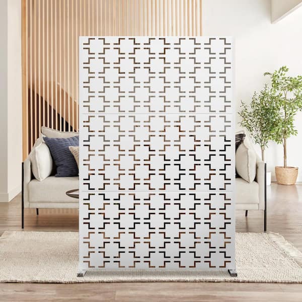 72 in. x 47 in. White Outdoor Metal Galvanized Privacy Screen Fence Garden Panels