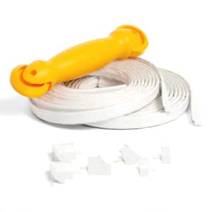 1/2 in. x 20 ft. White PVC Self-Adhesive Flexible Caulk Trim Molding Applicator Tool and Corners