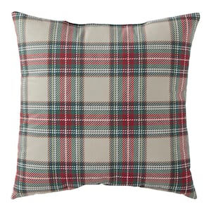 Red and Green Plaid Holiday 18 in. x 18 in. Throw Pillow