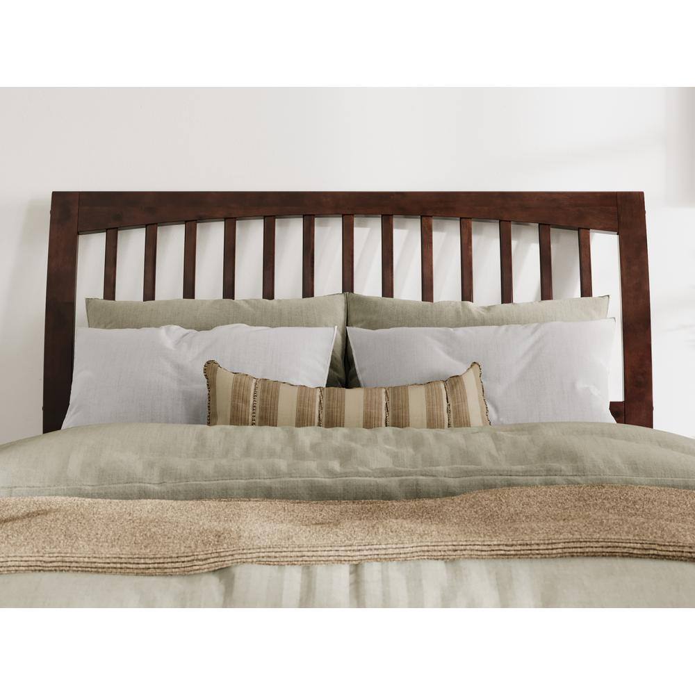 Orleans Queen Walnut Wood Low Profile Sleigh Platform Bed