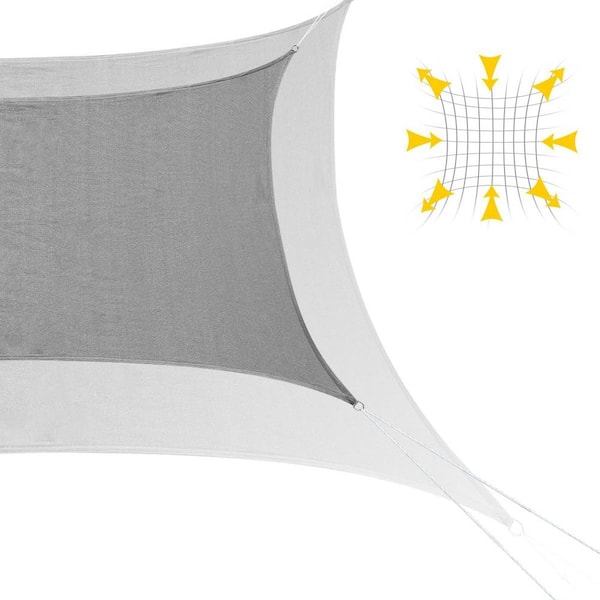 Unbranded 26 ft. x 20 ft. Gray HDPE Rectangle Sun Shade Sail Canopy with 98% UV Block and Hardware kit
