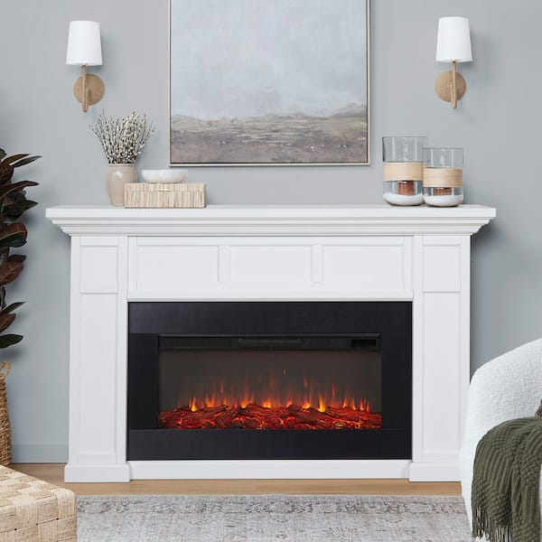 Alcott Landscape 75 in. Freestanding Electric Fireplace in White