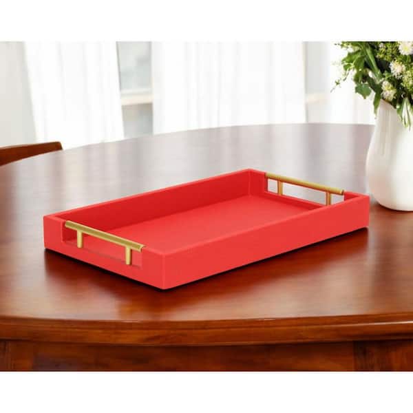 Red Rectangle Vinyl 15.75 in. Tray