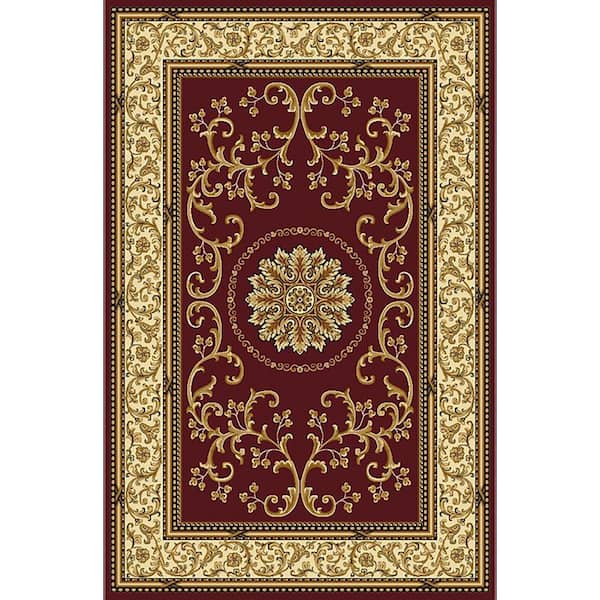 Noble Burgundy 8 ft. x 12 ft. Traditional Medallion Oriental Area Rug