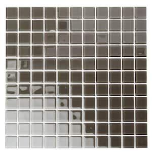 Ash Gray 11.8 in. x 11.8 in. 1 in. x 1 in. Polished Glass Mosaic Tile (9.67 sq. ft./Case)