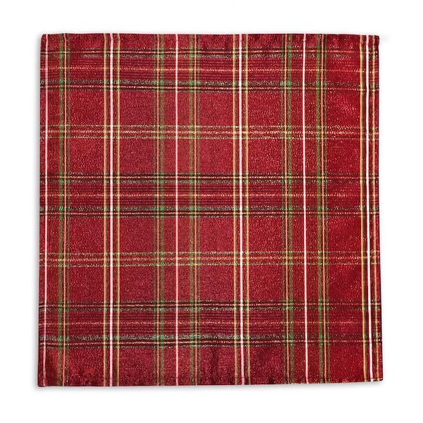 Elrene 17 in. W x 17 in. L Shimmering Plaid Holiday Christmas Red/Green  Napkins (Set of 4) 23759RGR - The Home Depot