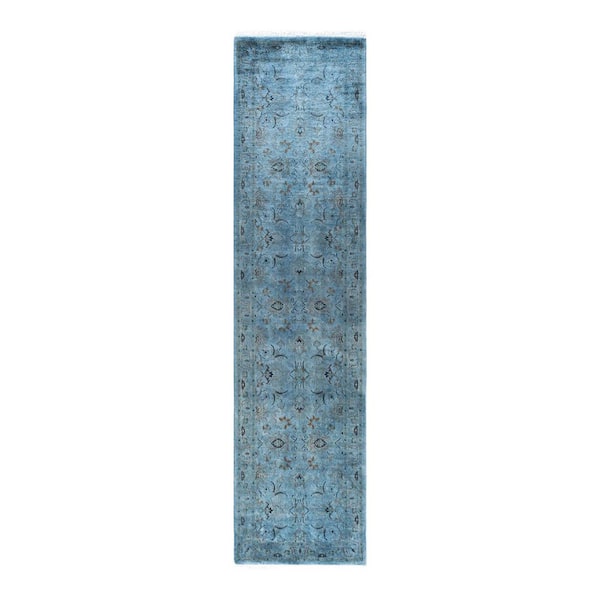 Overdyed Gray 2 ft. x 10 ft. Solid Wool Indoor Runner Rug