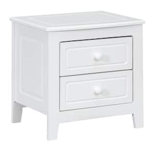 Retro 19.3 in. W x 15.6 in. D x 19.7 in. H White Plywood Linen Cabinet with 2-Drawer Nightstand