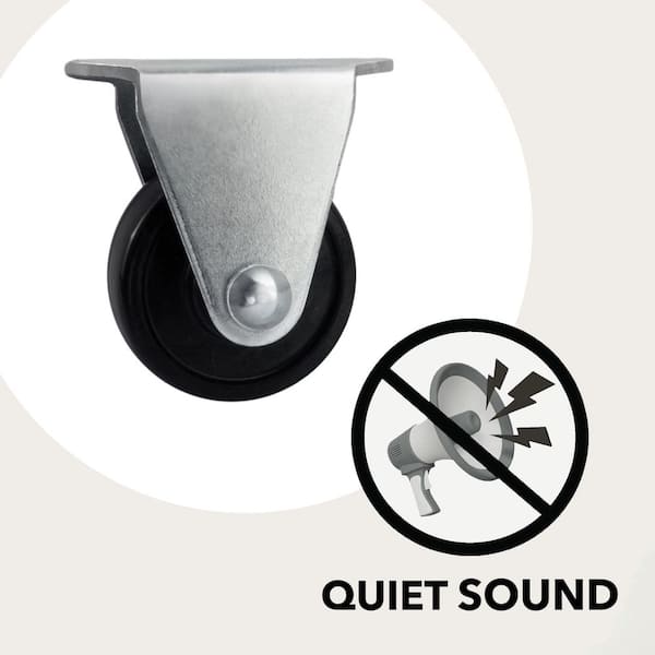 1-1/2 in. Black Soft Rubber and Steel Rigid Plate Caster with 40 lb. Load Rating