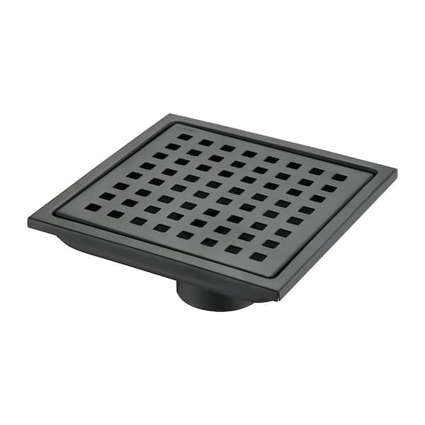 Utopia 4niture Dari 6 in. Square Floor Drain in Matte Black