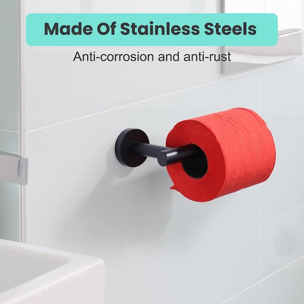 SUS304 Stainless Steel Toilet Roll Holder Wall Mount Matte Black