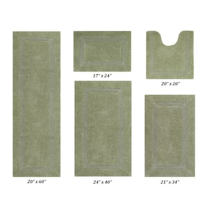 Lux Collection Sage 100% Cotton 5-Piece Bath Rug Set