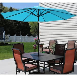 9 ft. Aluminum Market Tilt Patio Umbrella in Turquoise