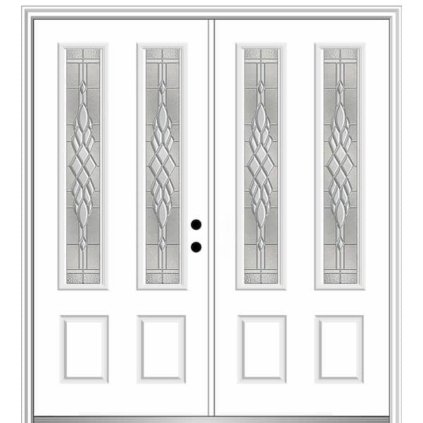 MMI Door 72 in. x 80 in. Grace Left-Hand Inswing 2-Lite Decorative Primed Fiberglass Smooth Prehung Front Door, 6-9/16 in. Frame