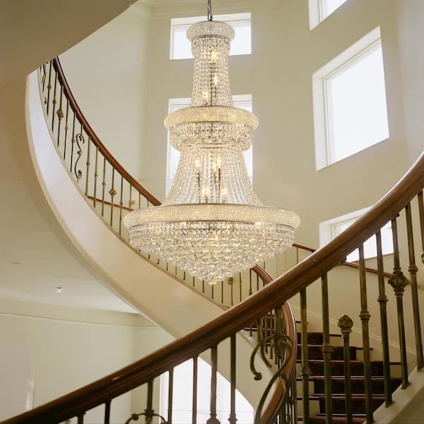 32 Inch Gold Crystal Chandelier with LED Bulbs 27-Light French Empire Style for Dining Room Bedroom and Living Room