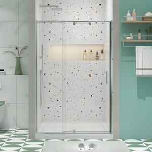 44 to 48 in. W x 71 in. H Framed Pivot Shower Door in Chrome with Clear Glass